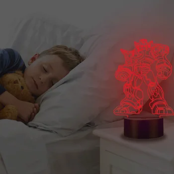 VCity Transformatoriai 3D Naktį Šviesos Stalo Lempa Apšvietimas LED USB Miegamasis Dovanas Vaikams Berniukams Optimus Prime Kamane Gerbėjai Žibintai