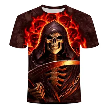 Vyriški 2021 Naujas Vyrų Vasaros Siaubo Demonas 3D Kaukolė Spausdinti vyriški trumpomis Rankovėmis T-Shirt 3D Spausdinimo Kvėpuojantis Įdomus Marškinėliai