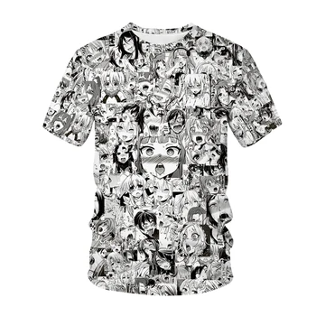 Vyrų, Moterų Anime Ahegao 3D Print T-Shirt O-Kaklo Hentai Modelis Streetwear Atsitiktinis Harajuku Hip-Hop ' o marškinėliai Seksuali Mergina, Topai