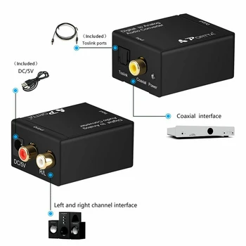W/ Pluošto Kabelis RCA Out, Optinis Skaitmeninis Garso Konvertavimo Dekoderis 3.5 mm Optinio Skaitmeninio į Analoginį Garso Keitiklis Adapteris