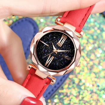WOKAI Mados atsitiktinis moterų watch laikrodžiai dangaus žvaigždžių laikrodžiai mergaitės tendencija dirželis laikrodžių, Diržo žiūrėti individualų