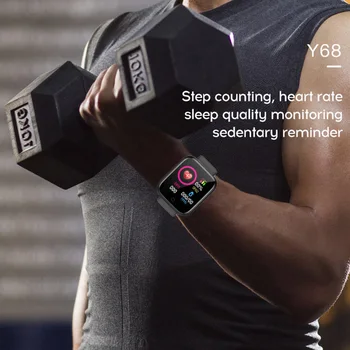 Y68 D20 smartwatch vyrų ir moterų,širdies ritmo monitorius,fizinio aktyvumo ekranas,bluetooth,miego stebėti,skirtą 
