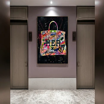 Šiuolaikinio abstraktaus grafiti menas mados maišelį drobės tapybos freskos plakatai ir spausdina Cuadros kambarį namo apdaila dažymas