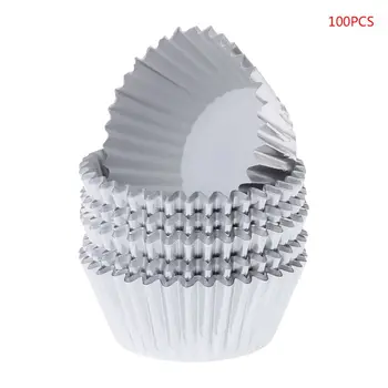 100vnt Popieriaus Cupcake Taurės Aliuminio Folija Keksiukų Kepimo Puodeliai Įdėklai Keksiukai Atveju