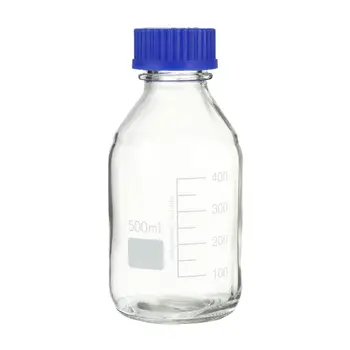 1Pc 500ml Stiklo Cheminio Reagento Buteliuką Laboratorinis Mėginys Sandarinimo Butelis su Kalibravimo (Įvairių Spalvų)