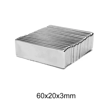 1~15VNT 60x20x3 mm aikštėje galingas magnetas 60mm X 20mm N35 Stiprūs Neodimio Magnetai 60x20x3mm Nuolatinis Magnetas lapas 60*20*3 mm