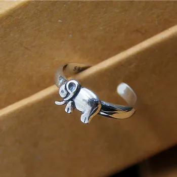 2019 talismanas papuošalai derliaus S925 sterlingas sidabro cute little elephant sidabro žiedas naujas mados sidabro žiedas Moterims