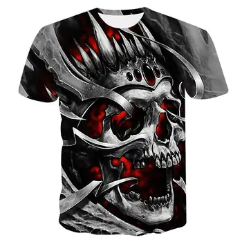 2020 naujas kaukolė vyriški laisvalaikio marškinėliai Vasaros 3D atspausdintas apvalios kaklo cool marškinėliai Gatvės mados tendencijos jaunimo hip-hop Viršūnės T-shirt
