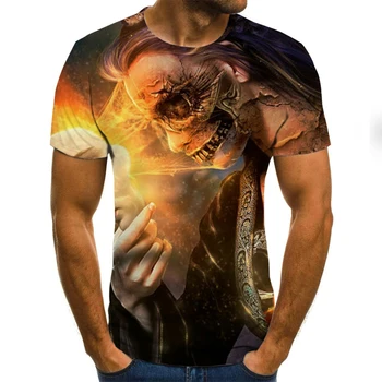2020 naujos siaubo vyriški T-shirt vasaros mados viršūnes 3D kaukolė demonas temą marškinėliai vyriški O-shirt marškiniai plius dydis streetwear