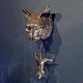 2021 Katės Ir Pelės Durų Knocker Skulptūra Aprūdijęs Ruda Ketaus Sienos Dervos Ornamentu Reikmenys, Namų, Sodo Puošmena Amatai