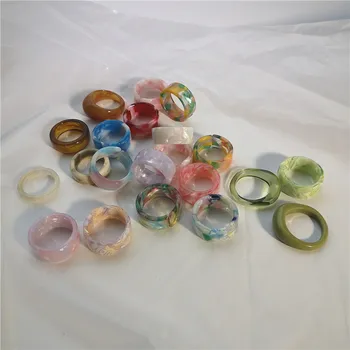 2021 Naujas Korėja Mados Spalvinga Skaidrūs Akrilo Dervos Žiedas Nustatyti Geometrijos Atidaryti Žiedai Moterų, Mergaičių, Šalis, Kelionių Papuošalai Dovana