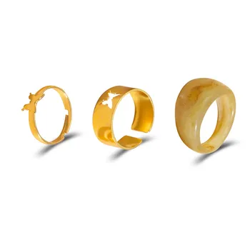 2021 Naujas Spalvingas Skaidrus Akrilo, Metalo Nereguliarus Marmuro Modelio Žiedas Dervos Vėžlio Žiedai Moterų, Mergaičių Papuošalai