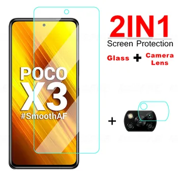 2in1 Visą Grūdintas Stiklas Xiaomi Poco F3 F1 F2 X3 Pro NFC Fotoaparato Objektyvą Screen Protector Apie Mp 10i 10T 10 Pro Lite Stiklas