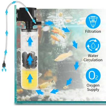3 1. Ultral Slient Mini Žuvų Bakas Tvenkinys Vidinis Filtras Oro Siurblys Akvariumas Pastatytas Deguonies Padidinti Povandeninis Siurblio Priedai