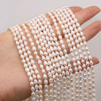 3-10mm Madingi Aukštos Kokybės Natūralių Gėlavandenių Perlų Ryžių Granulių String, 