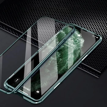 360 magnetinio adsorbcijos metalo apsauginis dėklas tinka iPhone 12 11 Pro XS Max XR, tinka iPhone 7 8 6s Plus SE mag