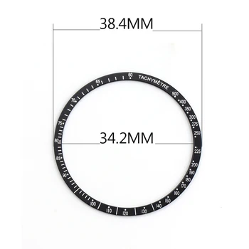 38.4 mm, sidabro, juodo aliuminio bezel įterpti tinka Omega speed master 41mm žiūrėti įdiegti priedą tachymetre chronograph