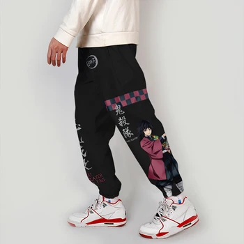 3D Anime, Japonų Krovinių Kelnės Harajuku Streetwear Demon Slayer: Kimetsu Nr. Yaiba Elastinga Juosmens Haremas Hip-Hop Poilsiu Kelnės