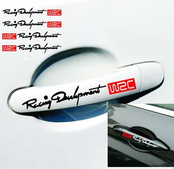 4PCS Automobilių Stiliaus Mados WRC Pasaulio Lenktynių Plėtros Kūrybos Automobilių Durų Rankena Lipdukai Dual Spalvų Dizainas Lipdukai Vinilų Lipdukai