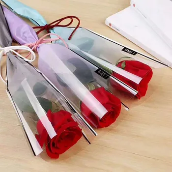 5vnt Vieną Rose Plastiko Paketas Skaidrus Gėlių Puokštė Vyniojimo Opp Maišelį Gėlių Pakavimo Maišeliai Valentino Dieną Gėlės Krepšys