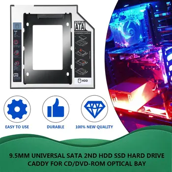 9.5 mm Universalios Aliuminio SATA Antra HDD SSD Kietąjį Diską Caddy Su 4 Varžtais CD/DVD-ROM Optinių Bay Adapteris Atveju Nešiojamas kompiuteris