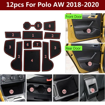 Anti-Slydimo Automobilio Durų Gumos Vartų Angą Taurės Kilimėliai VW Polo 2019 2020 MK6 AW Volkswagen polo MK5 6R 6C Priedai 2011-2018