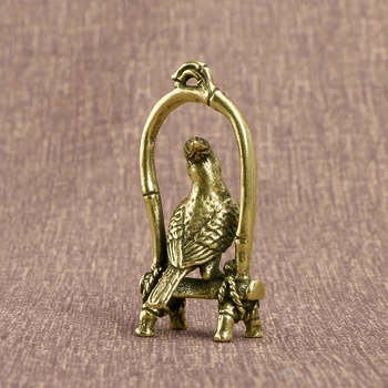 Antikvariniai Vario Amatų Paukštis Narve Papūga Figūrėlės Miniatiūros Darbalaukio Papuošalus Iš Žalvario, Gyvūnų, Paukščių Key Chain Pakabukas Papuošalai Decors