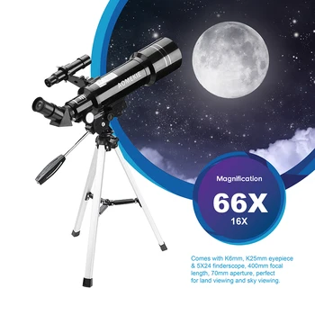 AOMEKIE Teleskopas 400mm Židinio Ilgis su HD 70mm Didelius objektyvus Kompaktiškas Trikojis 16X/66X Lauko Secenery Mėnulis Žiūri Vaikų Dovanų