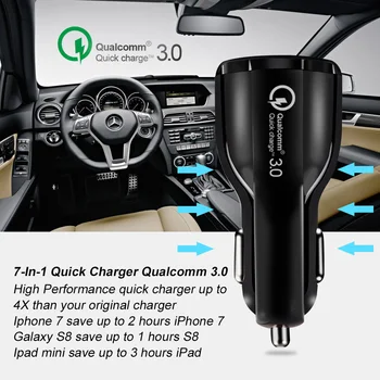 Automobilis Greitai Įkrauti USB 3.0 2.0 Mobiliųjų Telefonų 2 Port USB Greitas Automobilinis Įkroviklis iPhone Samsung Tablet Automobilių-Įkroviklis
