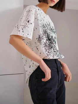 Big-pavadinimas vasarą moterų medvilnės 3D spausdinimo mados T-shirt 2020New moterų trumparankoviai palaidų montavimo palaidinė megztinis XL
