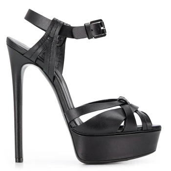 Black PU Oda Platforma Sandalai Moterims, 2021 M. Vasarą Ponios Batai Elegantiški Aukštakulniai Šalis Suknelė Avalynė Didelio Dydžio Batų