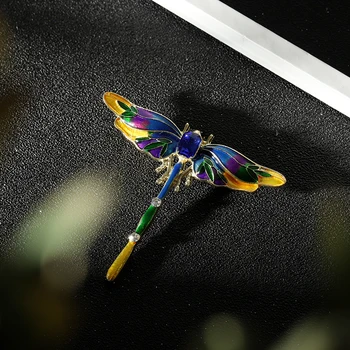 Derliaus Cirkonis Įvairiaspalvis Abstrakčiai Emalio Varva Alyva Vabzdžių Elegantiškas Dragonfly Kalnų Krištolas Sagė Moterų Paltas Priedų