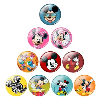 Disney Mickey Mouse Mickey Minnie animacinis personažas 12mm/15mm/16mm/18mm/20mm foto stiklo cabochon dome butas atgal apdaila