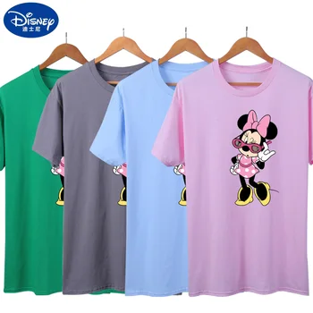 Disney Stilingas Minnie Mouse Medvilnės Marškinėliai Mergina, Moteris panele Studentų Marškinėlius Viršūnes spausdinimo Drabužių, marškinėlių Pora apranga Unisex