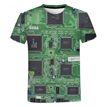 Elektroninių hip-hop vyrų ir moterų 3D spausdinimo mašina Harajuku vasaros Harajuku stilius trumparankoviai marškinėliai viršų