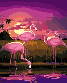 Flamingo Nuotrauką Aliejaus Tapybos Numeriai Gėlių Akrilo Sienos Menas, Piešimas, Tapyba, Dažymas Pagal Numerius ant Drobės Namų Dekoro