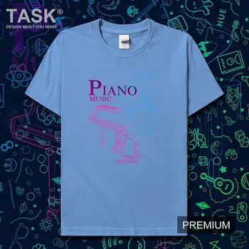 Fortepijono spalvinga fortepijono linijos spalvinga muzikos instrumentas t shirt mens drabužiai, marškinėliai vyrams viršūnių susitikimo vasaros drabužių