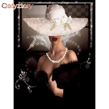 GATYZTORY Moteris skrybėlę Diamond Tapybos 5d Diamond Siuvinėjimo Pardavimo Cirkonio Nuotraukų Mozaika Visiškai Gręžimo Aikštėje Amatų