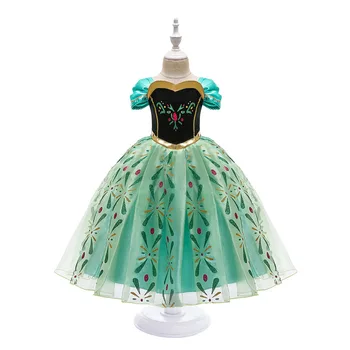 Gėlių Mergaičių Sniego Karalienė Šalis Princesė Dress Mergaitės Cosplay Vasaros Poliesteris Suknelės Kūdikio Gimtadienio Drabužius, Žalia