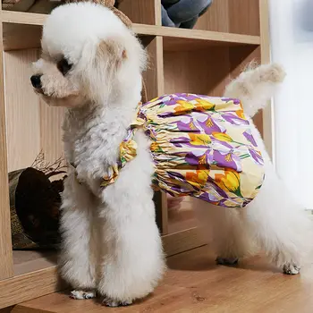 Gėlių suknelė naminių šunų Drabužius Spausdinti Orui Aprangos šunys Super mažas Kostiumas mielas plonas Čihuahua vasaros violetinė mergaitė mascotas
