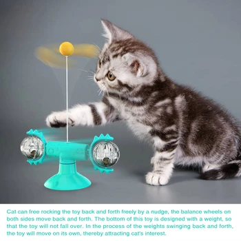 Interaktyvi Katė Žaislas vėjo malūnas Katės Įspūdį Mokymo Žaislas su Besisukančių Rutuliu Plunksnų Lazdele Juokingas Kačiukas Katės Žaislas Dropshipping