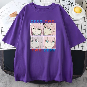 Japonų Anime Gril Nulis Du Spausdinimo Moterų Marškinėliai Trumpomis Rankovėmis Drabužius Atsitiktinis Kvėpuojantis Marškinėliai Vasaros Crewneck Žmogus T Shirts