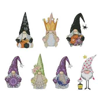 Kryželiu Rinkiniai Gnome Lėlės 3-Kryptis Medvilninių Siūlų 11CT 