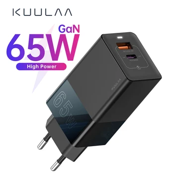 KUULAA 65W GaN Įkroviklis Greitai Įkrauti 4.0 3.0 USB C Tipo QC PD USB Įkroviklis Nešiojamų Greitas Įkroviklis IPhone Xiaomi Nešiojamas kompiuteris