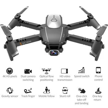KUX Mini Drone 4K Profesional HD Dual Camera Orlaivių Oro Slėgio Aukščio Laikyti Sulankstomas Quadcopter Su Kamera RC Plokštumos, Žaislai