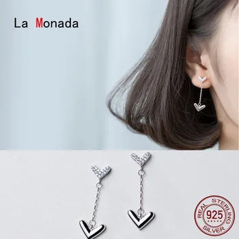 La Monada Širdies Kabančios Kabantys Auskarai Moterims, Sidabras 925 Tikrą Moterį Korėjos Lašas Auskarai Minimalistinio Fine Jewelry Apdaila