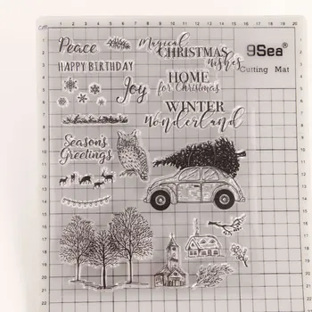 Linksmų Kalėdų Žiemos Žodžiai Automobilių Pelėda Medyje Aišku, Silikoninis Antspaudas Antspaudas 