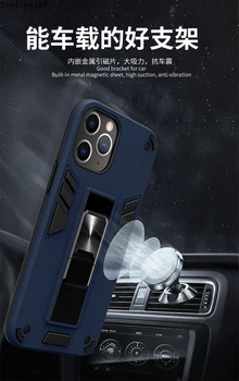 Magnetinio atsparus smūgiams Šarvai Stovo Laikiklį Atveju iPhone 12 11 Pro Max Mini XS X XR SE 2020 7 8 6S Plius Stovas Laikiklis Telefonas Apima