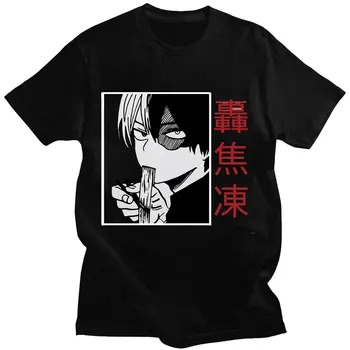 Mano Herojus akademinės bendruomenės Japonų Anime Marškinėliai Vyrams, Moterims, Grafinis T-shirt Kawaii Todoroki Shoto Trumpas Rankovės Hip-Hop Negabaritinių Tee