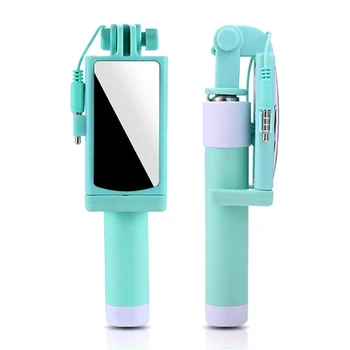 Mini Laidines Selfie Stick Sulankstomas Monopodzie Su Galinis Veidrodis, 3.5 mm Audio Line Kontrolės iPhone 6 